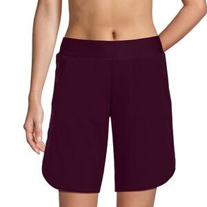 Land's End Plus 9" Swim board shorts with panty pockets quick dry dark wine 14